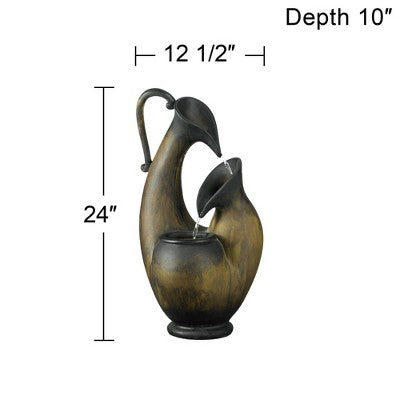  John Timberland Mediterranean Tabletop Water Fountain 24" High Cascading Jug For Table Desk Yard Garden Patio Home Relaxation