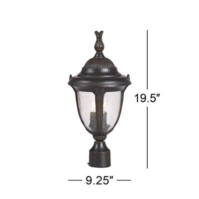  John Timberland Traditional Outdoor Post Light Bronze Cast Aluminum 19 1/2" Seedy Glass For Exterior Garden Yard Driveway
