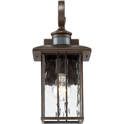  John Timberland Deaver Modern Outdoor Wall Light Fixture Bronze Dusk To Dawn Motion Sensor 15 1/4" Clear Water Glass For Post Exterior Barn Deck House