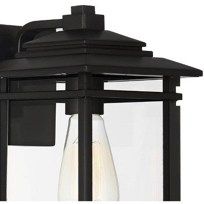  John Timberland North House Mission Outdoor Wall Light Fixture Matte Black Metal 12" Clear Glass Panels For Post Exterior Barn Deck House Porch Yard