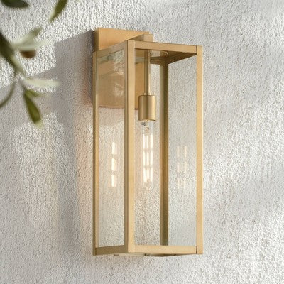  John Timberland Titan Modern Outdoor Wall Light Fixture Soft Gold 20 1/4" Clear Glass For Post Exterior Barn Deck House Porch Yard Posts Patio Home