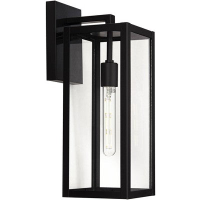  John Timberland Titan Modern Outdoor Wall Light Fixture Mystic Black 17" Clear Glass For Post Exterior Barn Deck House Porch Yard Patio Home Outside