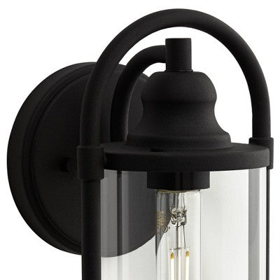  John Timberland Avani 15 1/2" High Modern Outdoor Wall Light Fixture Mount Porch House Exterior Edison Bulb Weatherproof Black Metal Clear Glass Shade
