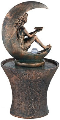  John Timberland Crescent Moon Modern Bubbler Outdoor Floor Water Fountain With LED Light 34" For Yard Garden Patio Home Deck Porch Exterior Balcony