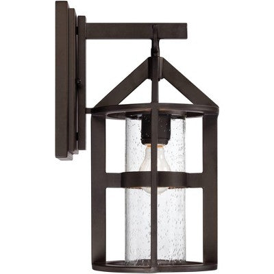 John Timberland Argentine Rustic Farmhouse Outdoor Wall Light Fixture Bronze 17" Clear Seedy Cylinder Glass For Post Exterior Barn Deck House Porch