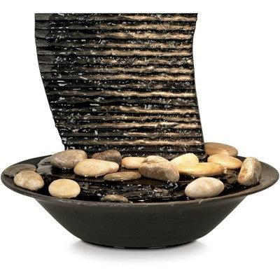  John Timberland Water Ripple Japanese Zen Waterfall Ripple Indoor Tabletop Fountain With Light 17 1/4" For Table Office Desk Home Bedroom Living Room