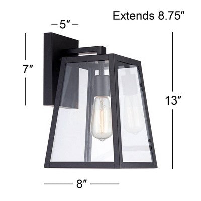  John Timberland Arrington Modern Outdoor Wall Lights Fixtures Set Of 4 Mystic Black 13" Clear Glass For Post Exterior Barn Deck House Porch Yard Patio