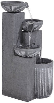  John Timberland Casava Modern 4-Bowl Cascading Outdoor Floor Water Fountain With LED Light 33" For Yard Garden Patio Home Deck Lawn Porch