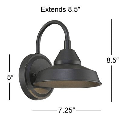  John Timberland Westley Rustic Farmhouse Outdoor Wall Light Fixtures Set Of 2 Black LED Dark Sky Gooseneck Arm 8 1/2" For Post Exterior