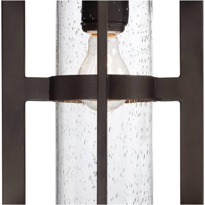  John Timberland Argentine Rustic Farmhouse Outdoor Wall Light Fixture Bronze 17" Clear Seedy Cylinder Glass For Post Exterior Barn Deck House Porch