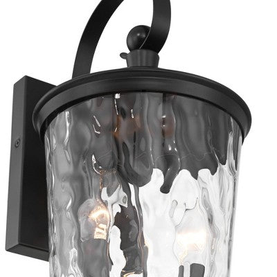  John Timberland Cirilla 17 1/2" High Modern Outdoor Wall Light Fixture Mount Porch House Exterior Weatherproof Matte Black Metal Clear Glass Shade