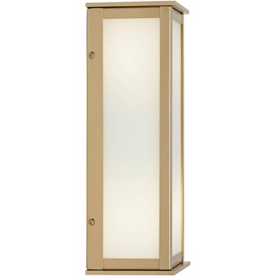  John Timberland Modern Outdoor Wall Light Fixture Warm Gold 12 3/4" Milky White Glass Shade For Exterior Barn Deck House Porch Yard Patio Outside Home