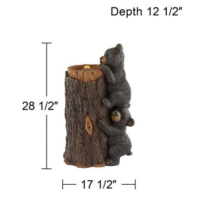  John Timberland Bears On Log Rustic Lodge Bubbler Outdoor Floor Water Fountain With LED Light 28 1/2" For Yard Garden Patio Home Deck Porch Exterior