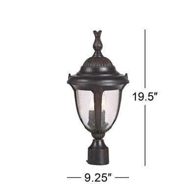  John Timberland Traditional Outdoor Post Light Fixture LED Bronze 35 1/2" Seeded Glass For Exterior Garden Yard Driveway Walkway