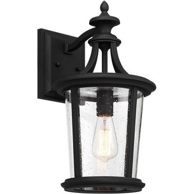  John Timberland Leto 18 1/2" High Modern Outdoor Wall Light Fixture Mount Porch House Exterior Outside Weatherproof Black Metal Clear Glass Shade