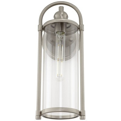  John Timberland Avani 15 1/2" High Modern Indoor/Outdoor Wall Light Porch House Edison Bulb Silver Brushed Nickel Finish Metal Clear Glass Shade