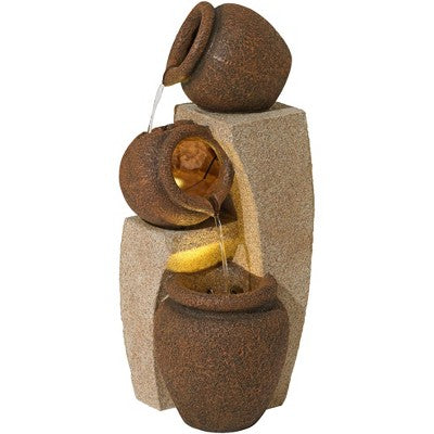  John Timberland Tipping Jugs Rustic Cascading Outdoor Floor Water Fountain With LED Light 30" For Yard Garden Patio Home Deck Porch House Roof