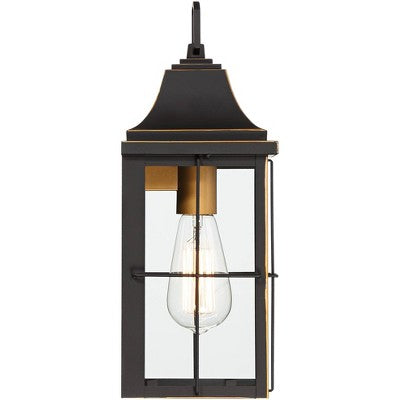  John Timberland Sunderland Rustic Mission Outdoor Wall Light Fixture Black Gold 15" Clear Glass For Post Exterior Barn Deck House Porch Yard Patio
