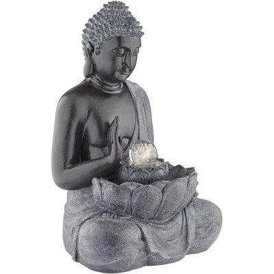  John Timberland Sitting Buddha Zen Outdoor Water Fountain With LED Light 28" For Yard Garden Patio Deck Porch House Exterior Balcony Meditation