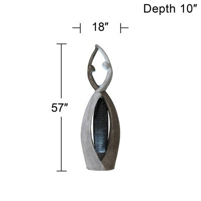  John Timberland Dancing Couple Modern Outdoor Floor Water Fountain With LED Light 57" For Yard Garden Patio Home Deck Porch Exterior Balcony Roof