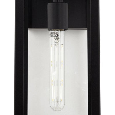  John Timberland Titan Modern Outdoor Wall Light Fixtures Set Of 2 Mystic Black Rectangular Frame 17" Clear Glass For Post Exterior Barn