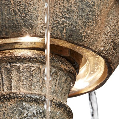 John Timberland Louvre Rustic 3 Tier Cascading Outdoor Floor Water Fountain With LED Light 44" For Yard Garden Patio Home Deck Porch Exterior Balcony
