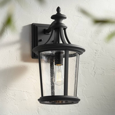  John Timberland Leto 18 1/2" High Modern Outdoor Wall Light Fixture Mount Porch House Exterior Outside Weatherproof Black Metal Clear Glass Shade
