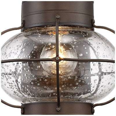  John Timberland Galt Rustic Outdoor Wall Light Fixture Oil Rubbed Bronze Motion Sensor Dusk To Dawn 19 3/4" Clear Seedy Glass For Post Exterior Barn