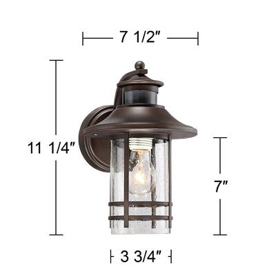  John Timberland Habitat Rustic Industrial Outdoor Wall Light Fixtures Set Of 2 Bronze Dusk To Dawn Motion Sensor 11 1/4" Seedy Glass For Exterior