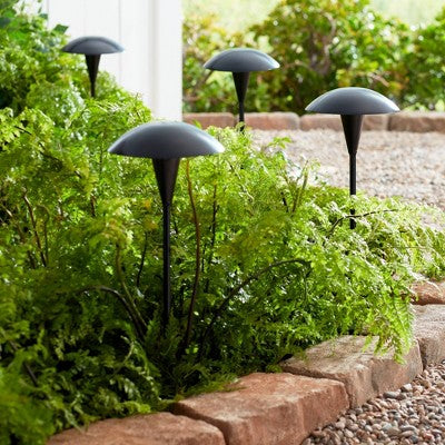  John Timberland Grant 18" High Black LED Mushroom Path Lights Set Of 2