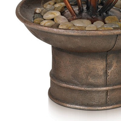  John Timberland Water Lilies And Cat Tails Rustic Cascading Outdoor Floor Water Fountain 33" For Yard Garden Patio Home Deck Porch House Exterior Roof
