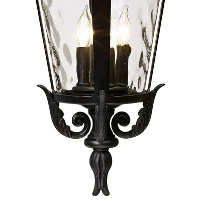  John Timberland Casa Marseille Rustic Outdoor Hanging Light Textured Black 23 3/4" Clear Hammered Glass For Post Exterior Barn Deck House Porch Yard
