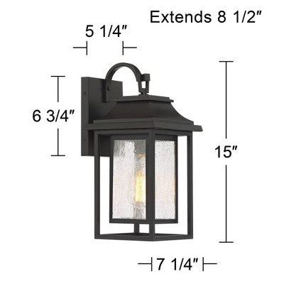  John Timberland Cecile Modern Outdoor Wall Light Fixture Painted Bronze 15" Seeded Clear Glass For Post Exterior Barn Deck House Porch Yard Patio Home
