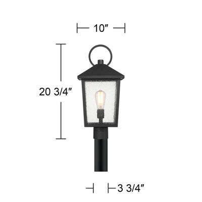  John Timberland Westmont 20 3/4" High Modern Outdoor Post Light Fixture Pole Porch House Exterior Weatherproof Sand Black Aluminum Seeded Glass Shade