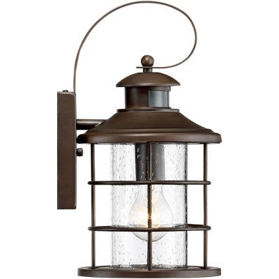  John Timberland Hogan 14" High Bronze Motion Sensor Outdoor Wall Light Set Of 2