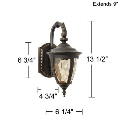  John Timberland Rustic Industrial Outdoor Wall Light Fixture Bronze Metal 13 1/2" Glass Wet Rated For Exterior House Patio Home