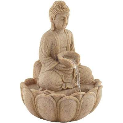  John Timberland Calm Buddha Zen Outdoor Water Fountain With LED Light 14" For Yard Garden Patio Deck Porch House Exterior Balcony Meditation