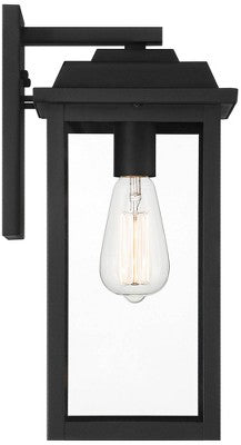 John Timberland Eastcrest Modern Outdoor Wall Light Fixtures Set Of 2 Textured Black Metal 15 1/4" Clear Glass For Post Exterior Barn Deck