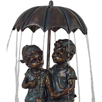  John Timberland Boy And Girl Under Umbrella Modern Outdoor Water Fountain 40" For Yard Garden Patio Home Deck Porch House Exterior Balcony Roof Decor