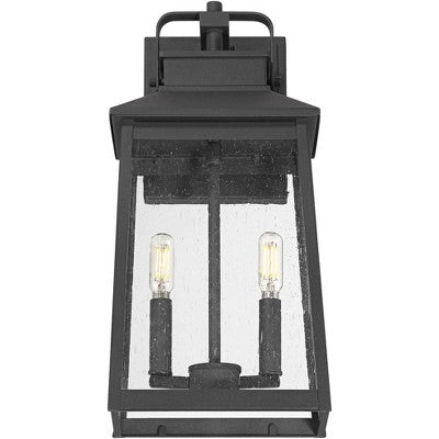  John Timberland Jubliee 17 1/4" High Modern Outdoor Wall Light Fixture Mount Porch House Exterior 2-Light Weatherproof Black Metal Clear Glass Shade