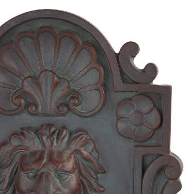  John Timberland Lion Head Rustic 2 Tier Outdoor Wall Water Fountain With LED Light 31 1/2" For Yard Garden Patio Home Deck Porch Exterior Balcony