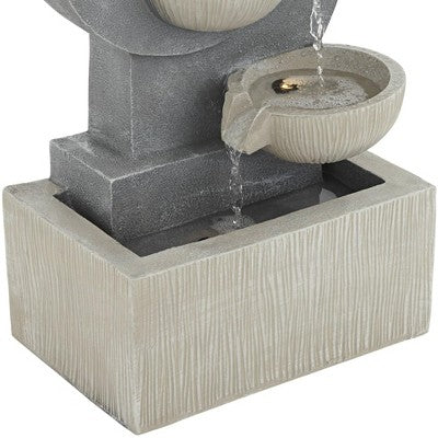  Tarin Four Bowl 23 1/2" High Large Modern Indoor Outdoor Decor Gray Faux Stone Floor Fountain With Light LED Cascading Outside