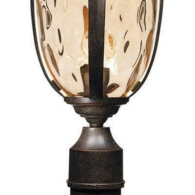  John Timberland Bellagio Rustic Outdoor Post Light Veranda Bronze 21" Hammered Glass For Exterior Barn Deck Post Light House Porch Yard Patio Home