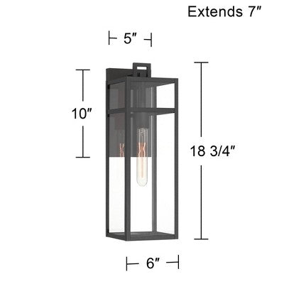  John Timberland San Lucas 18 3/4" High Modern Outdoor Wall Light Fixture Mount Porch House Set Of 2 Weatherproof Sand Black Metal Clear Glass Shade