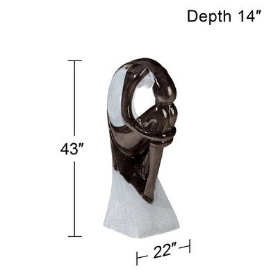  John Timberland Graceful Form Modern Zen Bubbler Curled Female Outdoor Floor Water Fountain With LED Light 43" For Yard Garden Patio Home Deck Porch