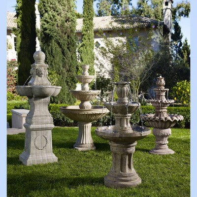  John Timberland Tuscan Garden Pedestal Rustic Bubbler Outdoor Floor Water Fountain 54" For Yard Garden Patio Home Deck Porch House Exterior Balcony