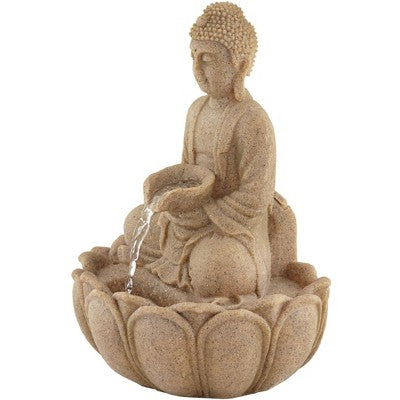  John Timberland Calm Buddha Zen Outdoor Water Fountain With LED Light 14" For Yard Garden Patio Deck Porch House Exterior Balcony Meditation