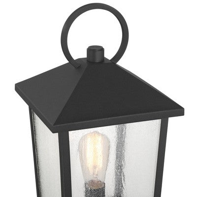  John Timberland Westmont 20 3/4" High Modern Outdoor Post Light Fixture Pole Porch House Exterior Weatherproof Sand Black Aluminum Seeded Glass Shade
