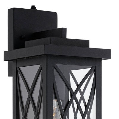  John Timberland Woodland Park Mission Outdoor Wall Light Fixtures Set Of 2 Black Metal Dusk To Dawn 15" Clear Glass For Post Exterior Barn Porch