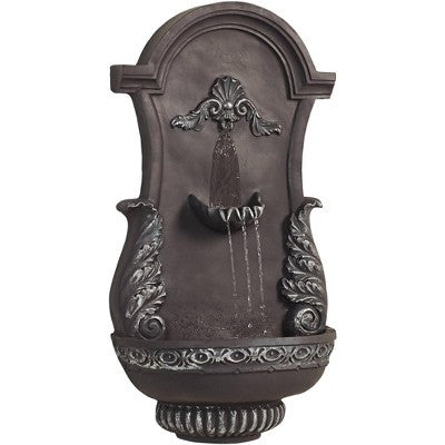  John Timberland Tivoli Grey Ornate Rustic Outdoor 2 Tier Outdoor Wall Water Fountain 33" For Yard Backyard Garden Patio Home Deck Porch House Exterior